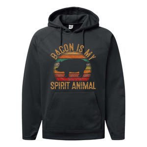 Bacon Is My Spirit Animal Gift Retro BBQ Costume Pork Grill Performance Fleece Hoodie