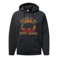 Bacon Is My Spirit Animal Gift Retro BBQ Costume Pork Grill Performance Fleece Hoodie