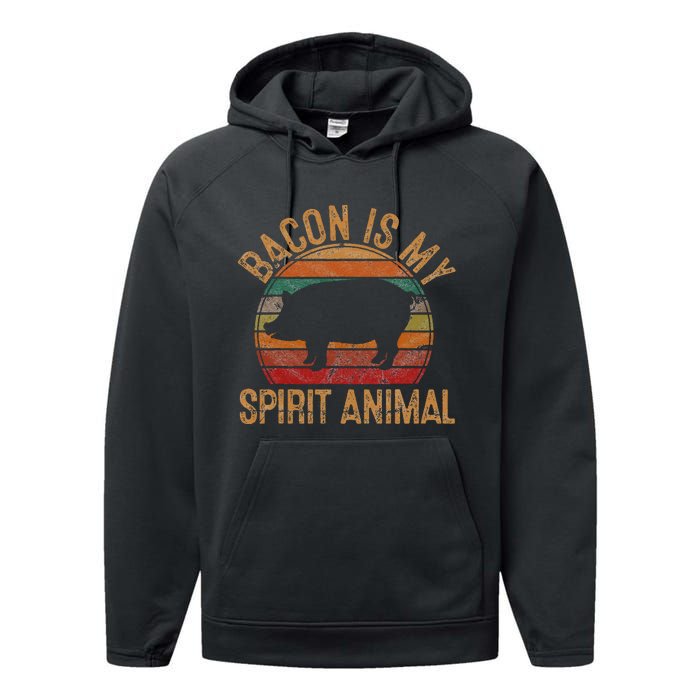 Bacon Is My Spirit Animal Gift Retro BBQ Costume Pork Grill Performance Fleece Hoodie