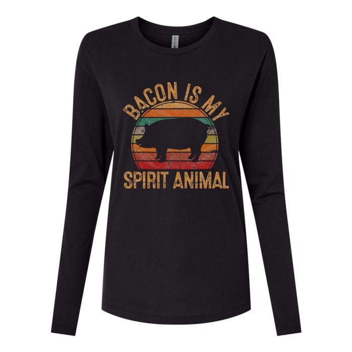 Bacon Is My Spirit Animal Gift Retro BBQ Costume Pork Grill Womens Cotton Relaxed Long Sleeve T-Shirt