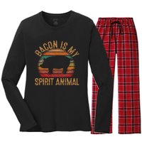 Bacon Is My Spirit Animal Gift Retro BBQ Costume Pork Grill Women's Long Sleeve Flannel Pajama Set 