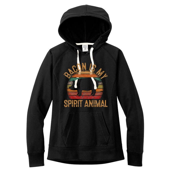 Bacon Is My Spirit Animal Gift Retro BBQ Costume Pork Grill Women's Fleece Hoodie