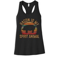 Bacon Is My Spirit Animal Gift Retro BBQ Costume Pork Grill Women's Racerback Tank