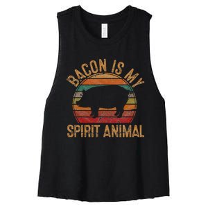 Bacon Is My Spirit Animal Gift Retro BBQ Costume Pork Grill Women's Racerback Cropped Tank