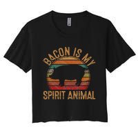 Bacon Is My Spirit Animal Gift Retro BBQ Costume Pork Grill Women's Crop Top Tee