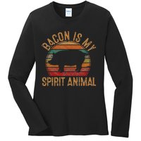 Bacon Is My Spirit Animal Gift Retro BBQ Costume Pork Grill Ladies Long Sleeve Shirt