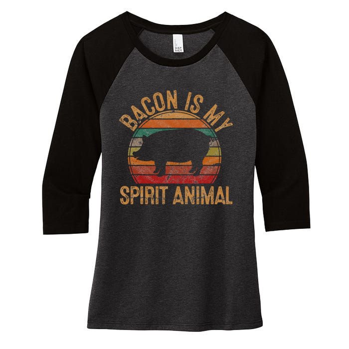 Bacon Is My Spirit Animal Gift Retro BBQ Costume Pork Grill Women's Tri-Blend 3/4-Sleeve Raglan Shirt