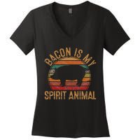 Bacon Is My Spirit Animal Gift Retro BBQ Costume Pork Grill Women's V-Neck T-Shirt