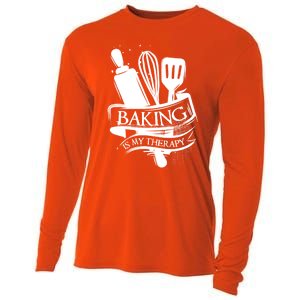 Baking Is My Therapy Funny Baking Gift Funny Gift Cooling Performance Long Sleeve Crew