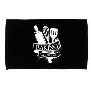 Baking Is My Therapy Funny Baking Gift Funny Gift Microfiber Hand Towel