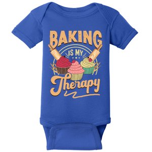 Baking Is My Therapy Funny Cake Bakers Pastry Chef Cupcakes Cool Gift Baby Bodysuit