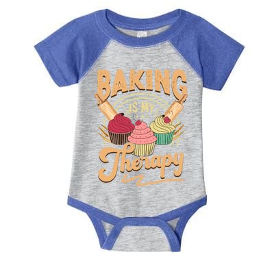 Baking Is My Therapy Funny Cake Bakers Pastry Chef Cupcakes Cool Gift Infant Baby Jersey Bodysuit