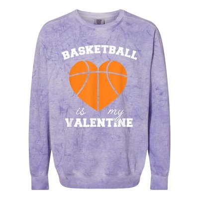 Basketball Is My Valentine Colorblast Crewneck Sweatshirt