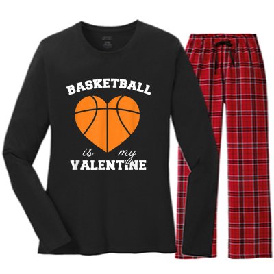 Basketball Is My Valentine Women's Long Sleeve Flannel Pajama Set 