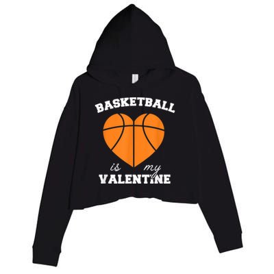 Basketball Is My Valentine Crop Fleece Hoodie