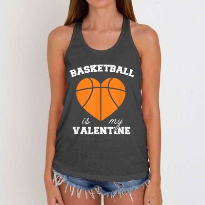 Basketball Is My Valentine Women's Knotted Racerback Tank