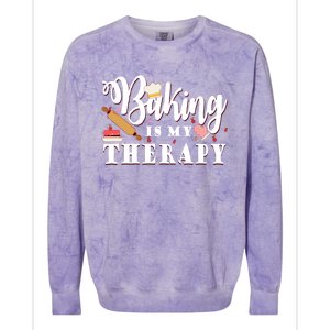 Baking Is My Therapy Funny Cake Bakers Pastry Chef Cupcakes Gift Colorblast Crewneck Sweatshirt