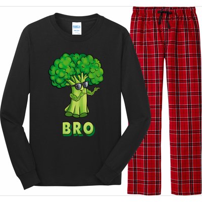 Broccoli Is My Bro Fitness Veggie Power Vegan Bro Gift Long Sleeve Pajama Set