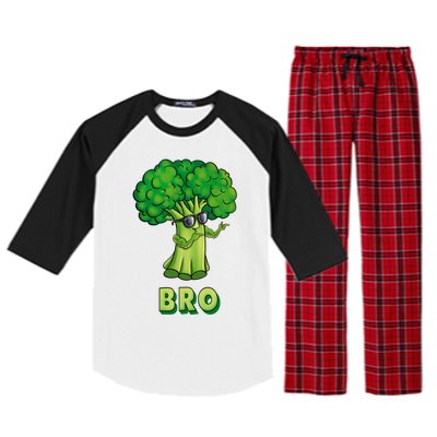 Broccoli Is My Bro Fitness Veggie Power Vegan Bro Gift Raglan Sleeve Pajama Set