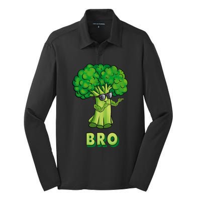 Broccoli Is My Bro Fitness Veggie Power Vegan Bro Gift Silk Touch Performance Long Sleeve Polo