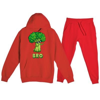 Broccoli Is My Bro Fitness Veggie Power Vegan Bro Gift Premium Hooded Sweatsuit Set