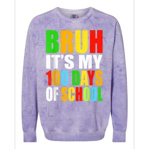 Bruh Its My 100 Days Of School Its 100th Day Of School Boy Colorblast Crewneck Sweatshirt