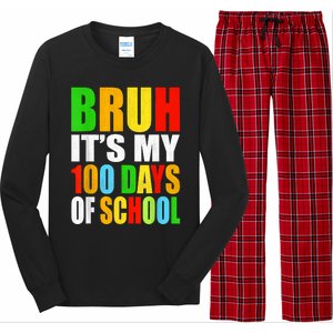 Bruh Its My 100 Days Of School Its 100th Day Of School Boy Long Sleeve Pajama Set