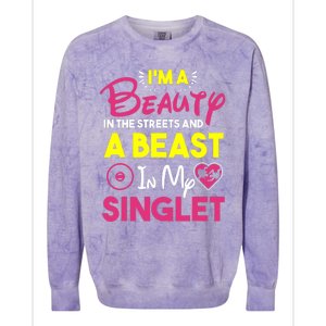 Beast In My Singlet Funny Wrestling Colorblast Crewneck Sweatshirt