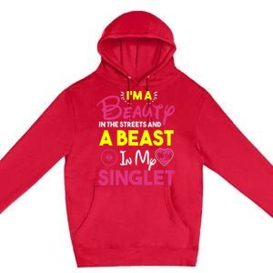 Beast In My Singlet Funny Wrestling Premium Pullover Hoodie