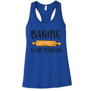 Baking Is My Therapy Funny Cookie Baking Baker Gift Women's Racerback Tank