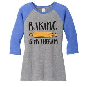 Baking Is My Therapy Funny Cookie Baking Baker Gift Women's Tri-Blend 3/4-Sleeve Raglan Shirt