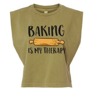 Baking Is My Therapy Funny Cookie Baking Baker Gift Garment-Dyed Women's Muscle Tee