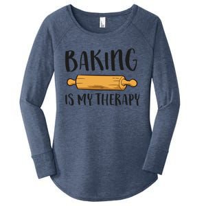 Baking Is My Therapy Funny Cookie Baking Baker Gift Women's Perfect Tri Tunic Long Sleeve Shirt