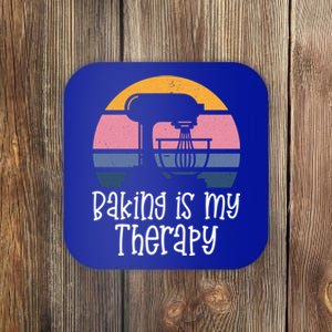 Baking Is My Therapy Funny Cookie Cake Cupcake Baker Gift Coaster