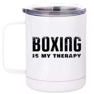 Boxing Is My Therapy Boxer Gift 12 oz Stainless Steel Tumbler Cup