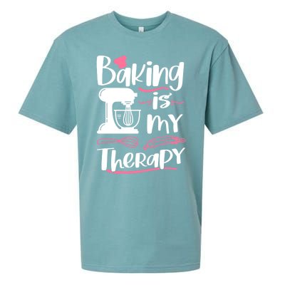 Baking Is My Therapy Baking Lover Quote Funny Baker Cookie Gift Sueded Cloud Jersey T-Shirt