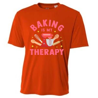 Baking Is My Therapy Funny Cooking Baker Bakery Pastry Funny Gift Meaningful Gif Cooling Performance Crew T-Shirt