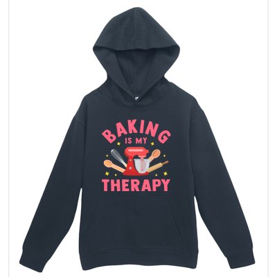 Baking Is My Therapy Funny Cooking Baker Bakery Pastry Funny Gift Meaningful Gif Urban Pullover Hoodie