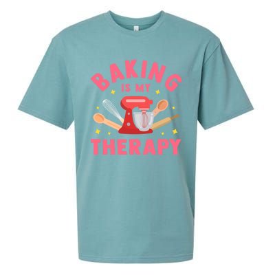 Baking Is My Therapy Funny Cooking Baker Bakery Pastry Funny Gift Meaningful Gif Sueded Cloud Jersey T-Shirt