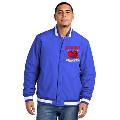 Boxing Is My Valentine Funny Sport Lover Insulated Varsity Jacket