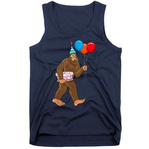 Bigfoot ItS My Birthday Party Hat Balloons Sasquatch Tank Top