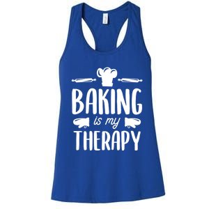 Baking Is My Therapy Funny Pastry Bake Quote For A Baker Great Gift Women's Racerback Tank