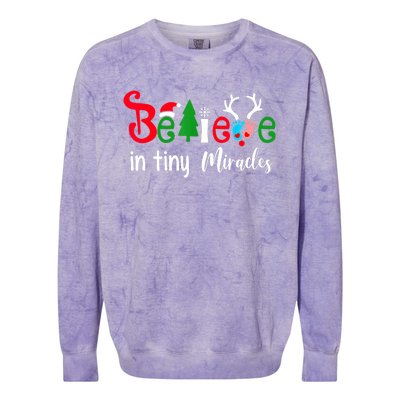 Believe In Magic Of Tiny Mistletoes NICU Nurse Christmas Colorblast Crewneck Sweatshirt