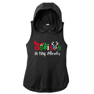 Believe In Magic Of Tiny Mistletoes NICU Nurse Christmas Ladies PosiCharge Tri-Blend Wicking Draft Hoodie Tank