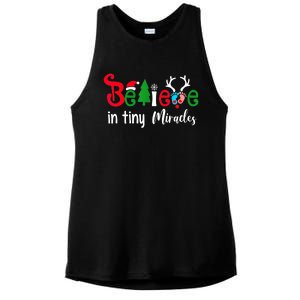 Believe In Magic Of Tiny Mistletoes NICU Nurse Christmas Ladies PosiCharge Tri-Blend Wicking Tank