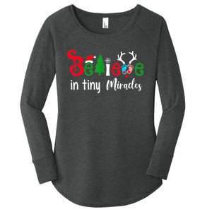 Believe In Magic Of Tiny Mistletoes NICU Nurse Christmas Women's Perfect Tri Tunic Long Sleeve Shirt