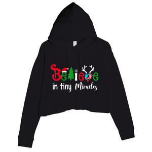 Believe In Magic Of Tiny Mistletoes NICU Nurse Christmas Crop Fleece Hoodie