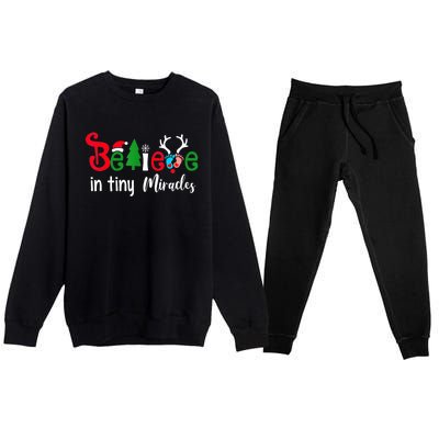 Believe In Magic Of Tiny Mistletoes NICU Nurse Christmas Premium Crewneck Sweatsuit Set