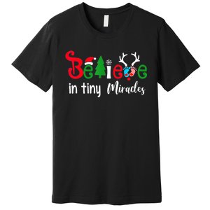 Believe In Magic Of Tiny Mistletoes NICU Nurse Christmas Premium T-Shirt