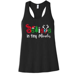 Believe In Magic Of Tiny Mistletoes NICU Nurse Christmas Women's Racerback Tank